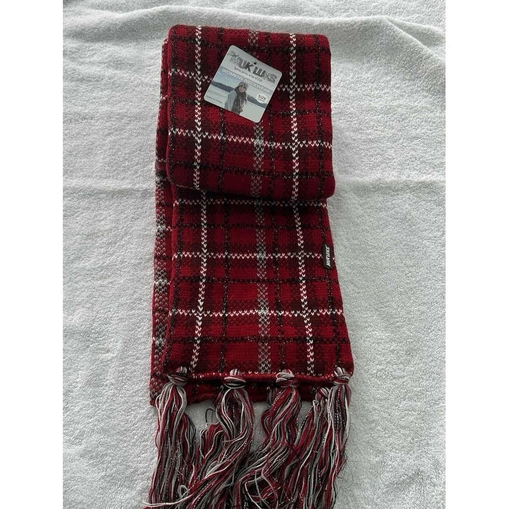 Muk Luks Red Plaid Scarf NWT